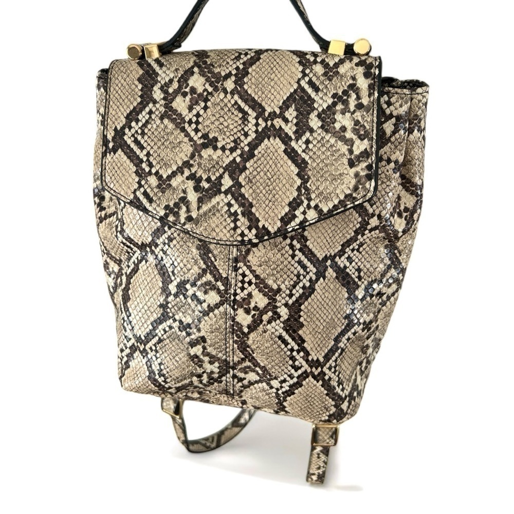 Top Shop BECK Snake Print
Backpack Beige Brown Black Gold Accent New